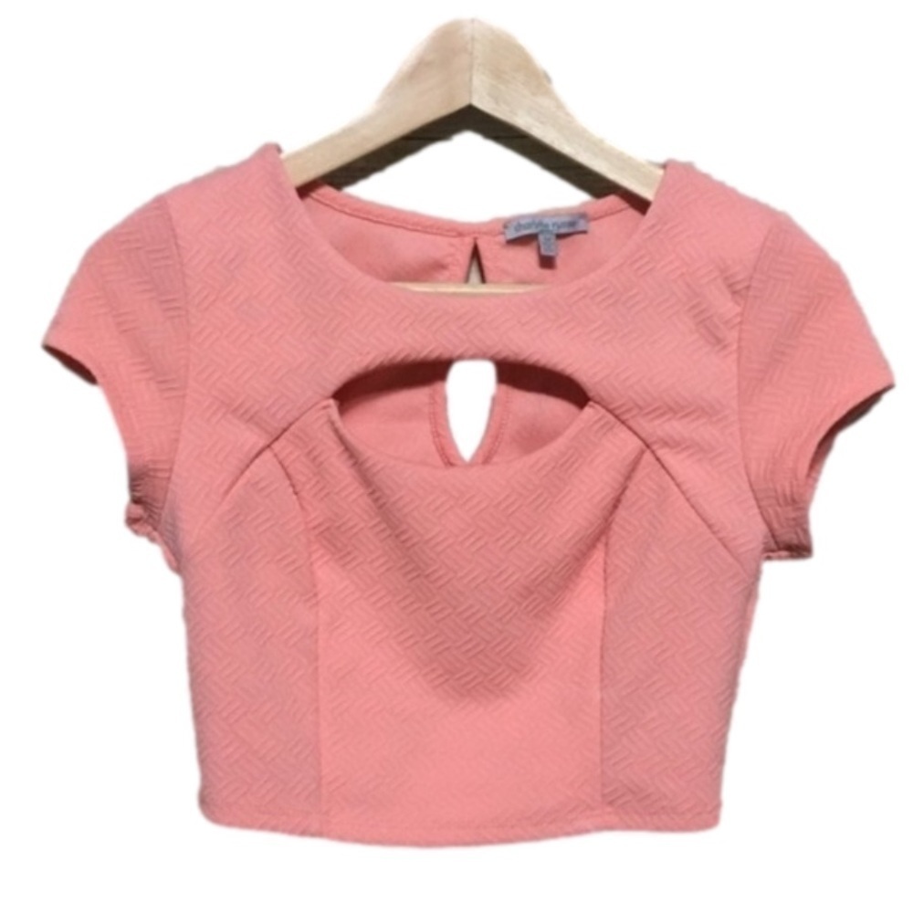 Charlotte Russe Textured Cut Out Crop Top Jr Size medium